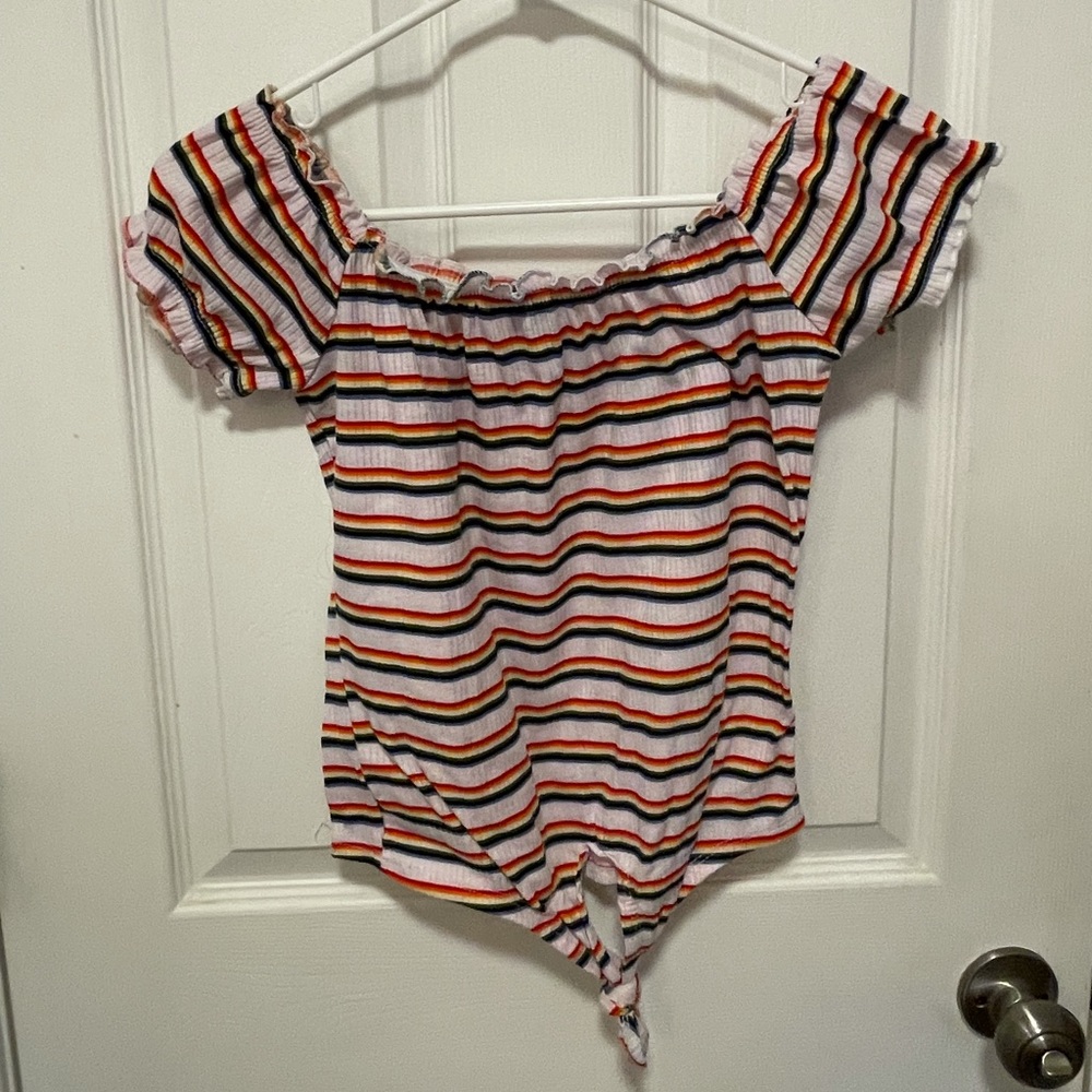 Rainbow Off The Shoulder Shirt